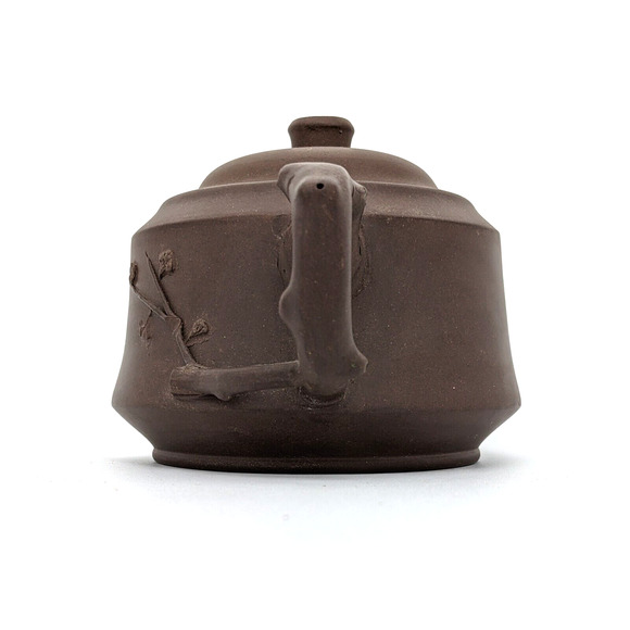 Yixing Teapot Chinese Unglazed w Bamboo Motif Handmade Zisha Clay Signed - Picture 5 of 11